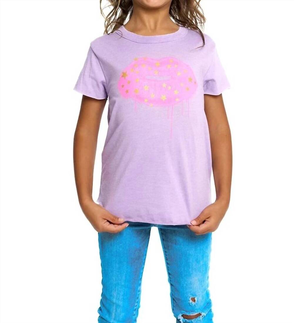 NEW CHASER kid's star lips tee in purple
